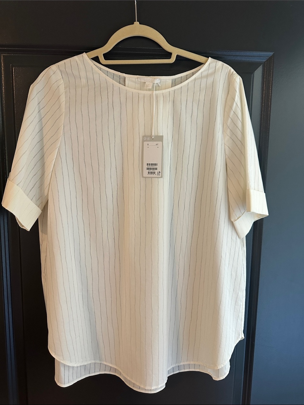 COS Cream Pinstripe Short-Sleeve Tunic